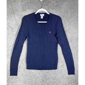 Lilly Pulitzer Long Sleeve Cable Knit Crew Neck Sweater Womens Small Blue Cotton